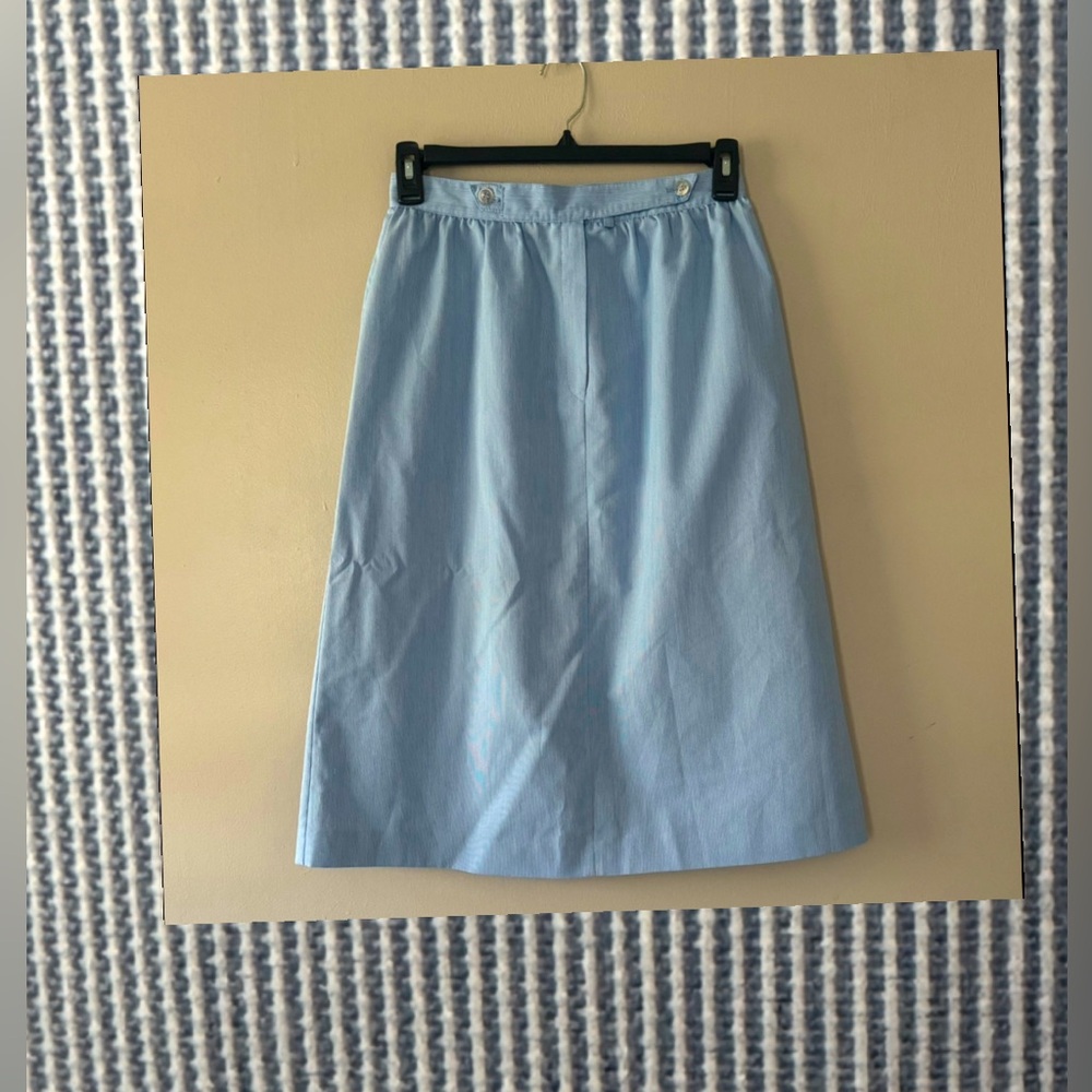 Inner Visions Skirt size 12 Midi Casual Front Button  Striped Cotton Blend